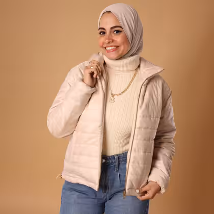 Off-white puffer jacket by Estringo Egyptian women's fashion brand