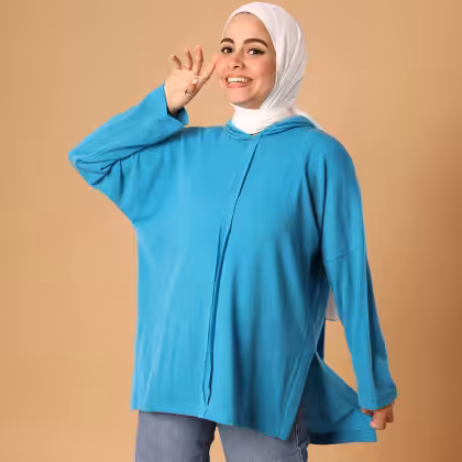 Estringo turquoise wool basic sweater for women Egyptian fashion brand