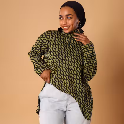 Estringo Egyptian women's green and black wool basic fashion garment