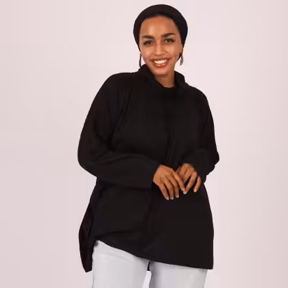 Black wool basic sweater by Estringo Egyptian women's fashion brand