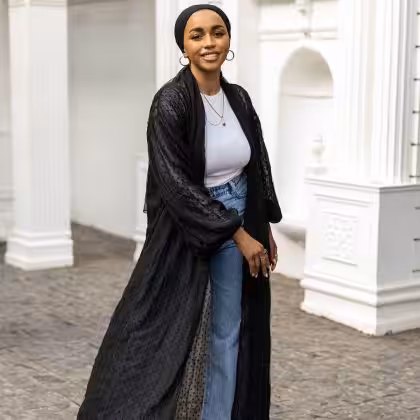 Black chiffon cardigan by Estringo Egyptian women's fashion brand