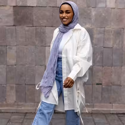 Off-white poplin long shirt by Estringo Egyptian women's fashion brand