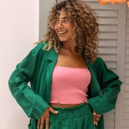 Green linen set by Estringo Egyptian women's fashion brand