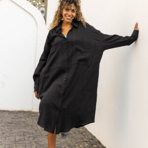 Linen Long Shirt – Black