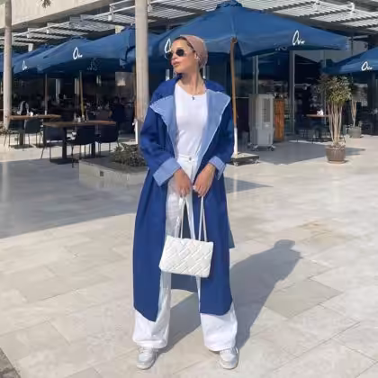 Blue denim coat by Estringo Egyptian women's fashion brand