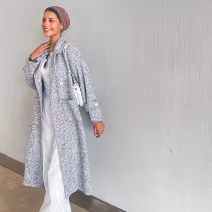 Light grey coat by Estringo Egyptian women's fashion brand
