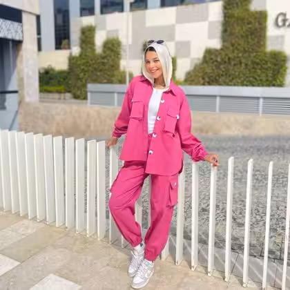 Estringo Cargo Fuchsia Set Women's Fashion Outfit Egyptian Brand