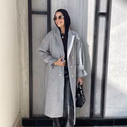 Grey coat by Estringo Egyptian women's fashion brand outerwear