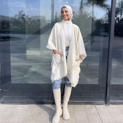 Off-White Cape Shawl by Estringo Egyptian Women's Fashion Brand