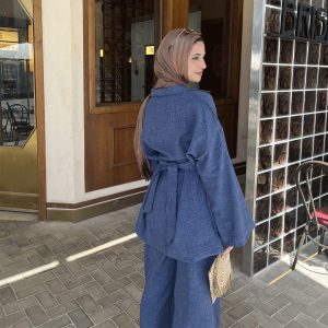 Linen V Set Indigo