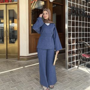 Linen V Set Indigo