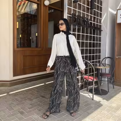Estringo black zebra print pants for women Egyptian fashion style