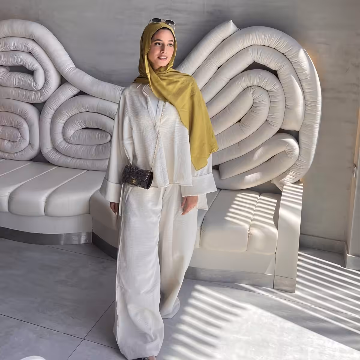Estringo lite beige linen set women's fashion Egyptian brand outfit