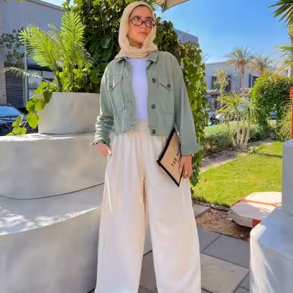 Beige linen wide-leg pants by Estringo Egyptian women's fashion brand