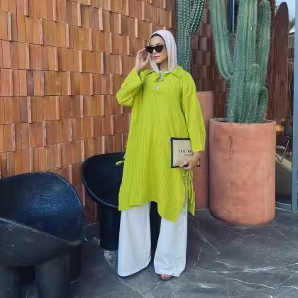 Lime green long top by Estringo Egyptian women's fashion brand