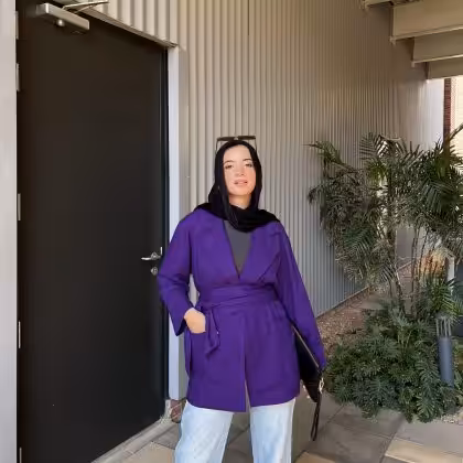 Royal purple linen blazer by Estringo Egyptian women's fashion brand