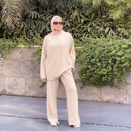 Estringo beige mermaid knit set women's fashion Egypt elegant outfit