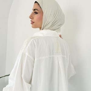 Camilia Embroidered linen-poplin shirt Offwhite-Offwhite