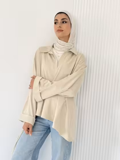 Beige cotton top by Estringo Egyptian women's fashion brand