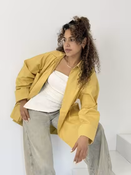 Mustard yellow poplin shirt by Estringo Egyptian women's fashion brand