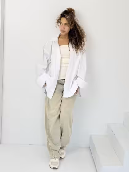 White poplin shirt by Estringo Egyptian women's fashion brand