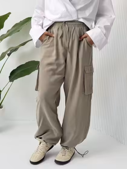 Light olive cargo pants for women by Estringo Egyptian fashion brand