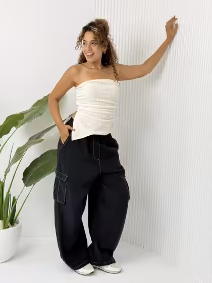 Black cargo pants by Estringo Egyptian women's fashion brand