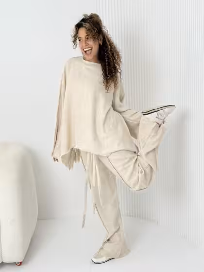 Raneem Linen Beige Set by Estringo Egyptian Women's Fashion Outfit