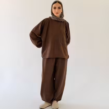Brown Flow Set women's outfit by Estringo Egyptian fashion brand