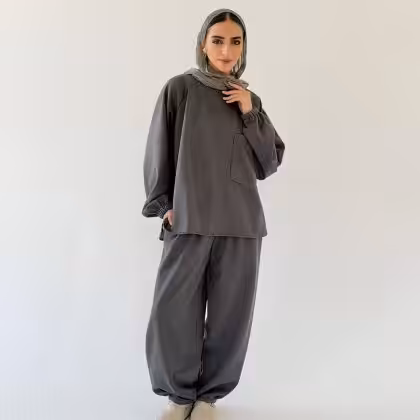 Grey Flow Set women's loungewear by Estringo Egyptian fashion brand
