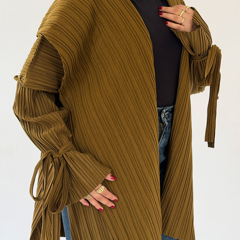 Pleats-On-The-Go Jacket/Cardigan -Yellow Olive - Image 4