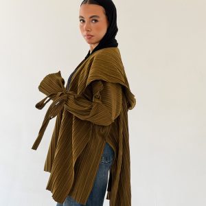 Pleats-On-The-Go Jacket/Cardigan -Yellow Olive