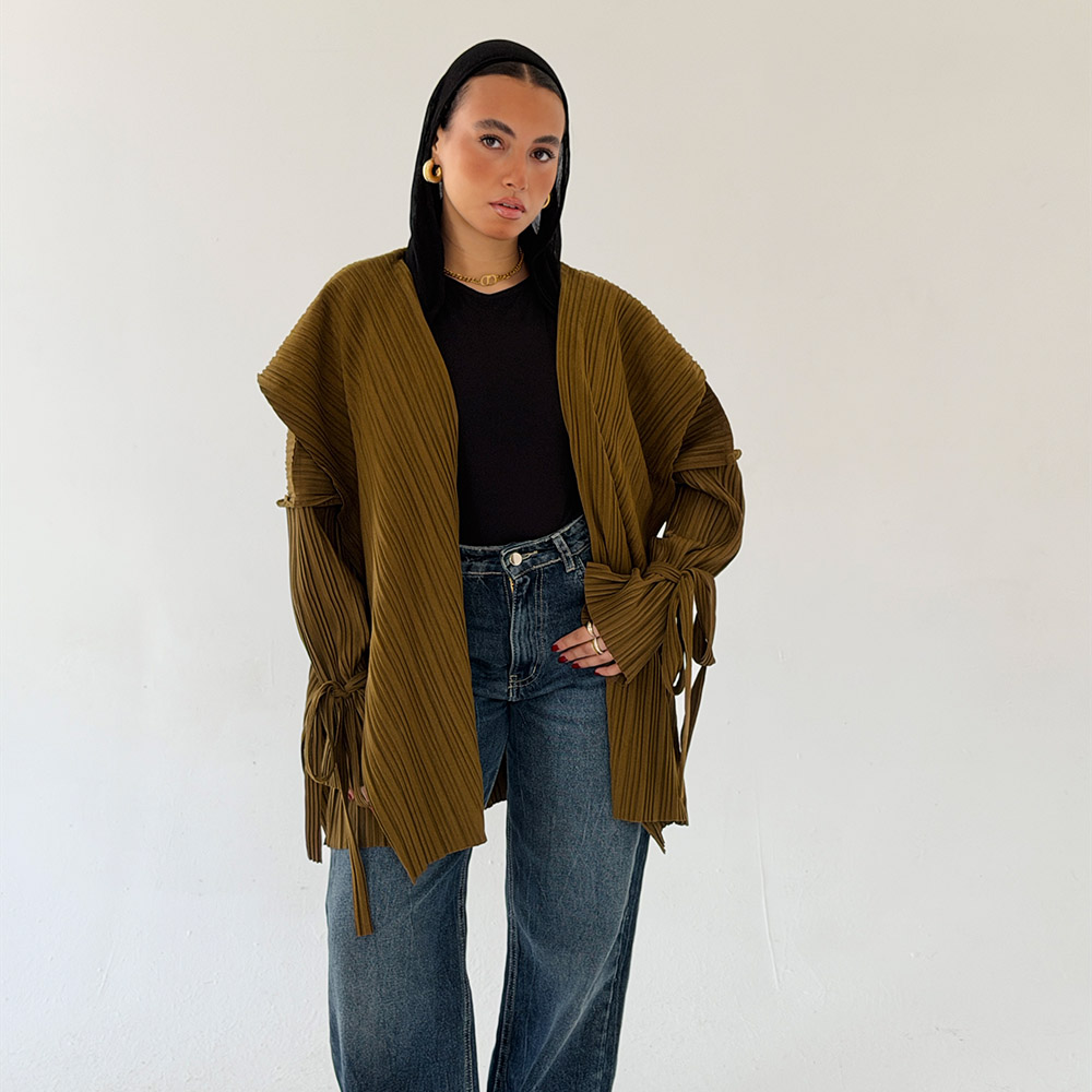 Pleats-On-The-Go Jacket/Cardigan -Yellow Olive - Image 6