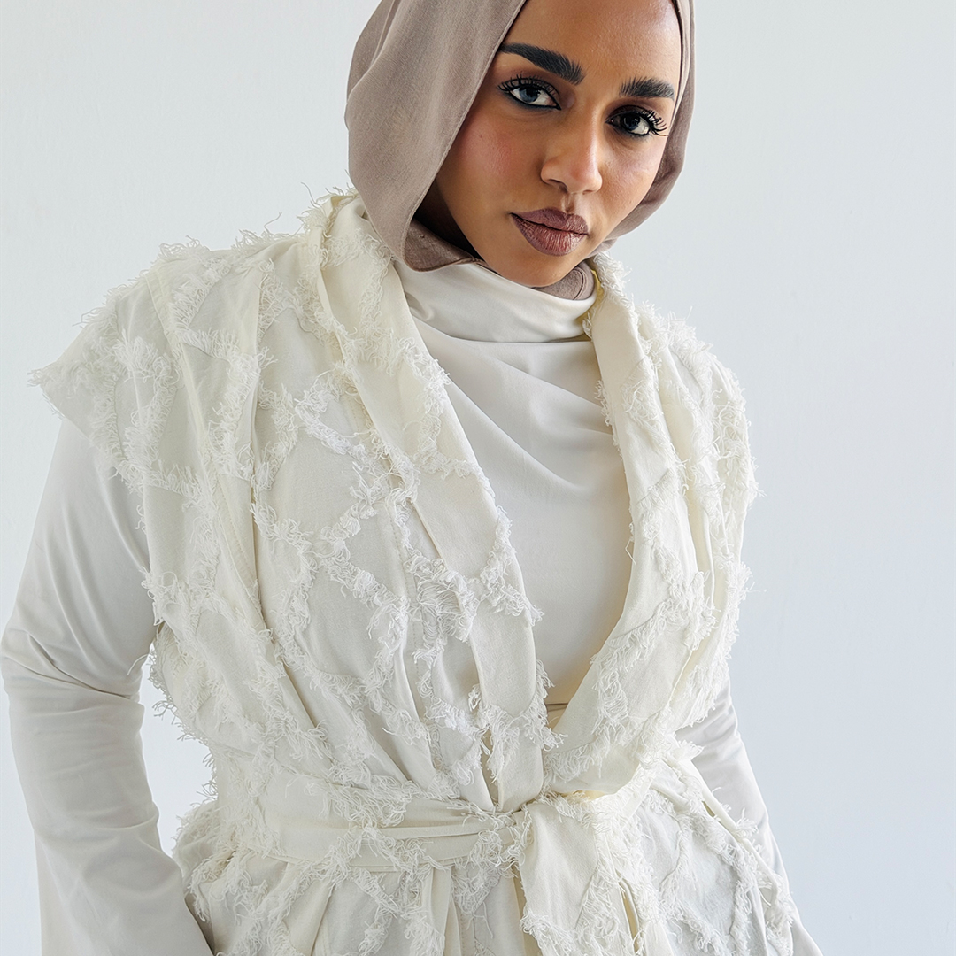 Checkmate vest (Fringed linen - White)