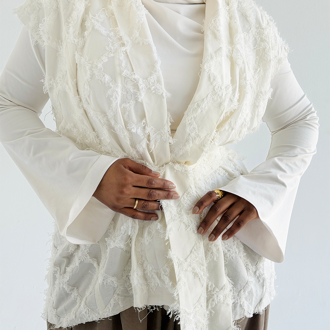 Checkmate vest (Fringed linen - White)