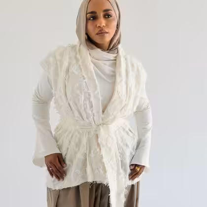 Checkmate vest (Fringed linen - White)