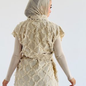 Checkmate Vest (Fringed Linen - Beige)