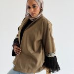 Diamond Cardigan with Tassels (Olive * Brown)