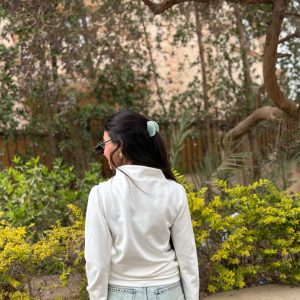 Suede basic top -off-white