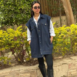 Denim vest-Dark blue