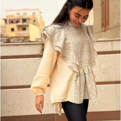 Estringo Perla beige blouse for women Egyptian fashion elegant style