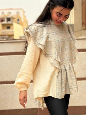 Estringo Perla beige blouse for women Egyptian fashion elegant style