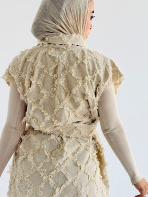 Checkmate Vest (Fringed Linen - Beige)