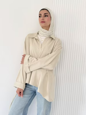 Beige cotton top by Estringo Egyptian women's fashion brand