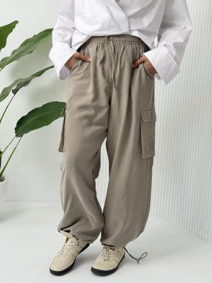 Light olive cargo pants for women by Estringo Egyptian fashion brand
