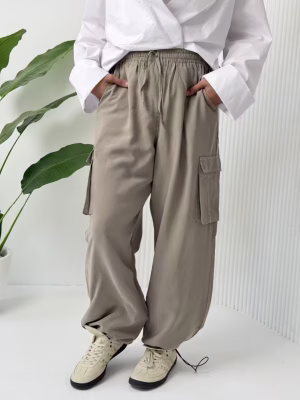 Light olive cargo pants for women by Estringo Egyptian fashion brand