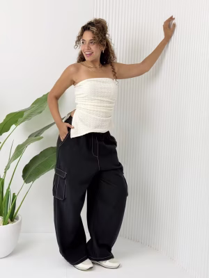 Black cargo pants by Estringo Egyptian women's fashion brand