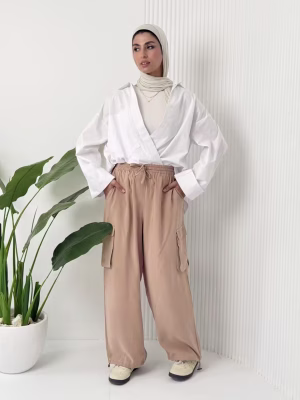 Estringo camel cargo pants women's fashion Egyptian brand comfortable styling